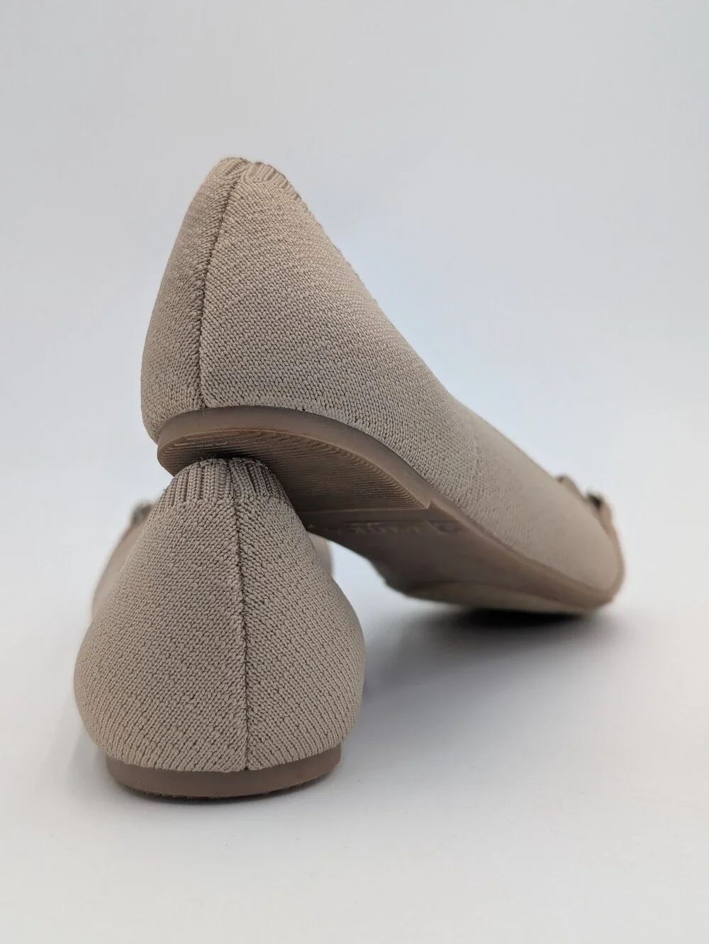 Nautica Halidon Sz 8 Taupe Knit Upper Silver Equestrian Style Buckle Ballet Flat